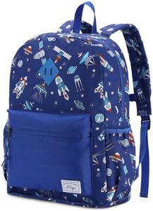 Kasqo Toddler Kids Backpack, Little Boys' Water Resistant Lightweight Preschool Daycare Daypack Bookbag with Chest Strap Blue Rocket