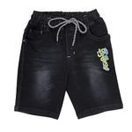 DUPER Boys Regular fit,Shorts,Drawstring Waistband,Stretchable Soft Denim,Light Faded,Above Knee Length (Black, 7-8 Years)