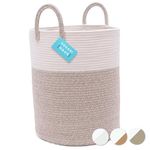 OrganiHaus XXL Rope Woven Laundry Basket, Laundry Hamper Basket for Blankets, Nursery Hamper Basket, Baby Laundry Basket White, Large Basket for Scandinavian Home Decor 38x45cm, Brown Basket