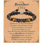 KORAS Brother Gifts, Brother Bracelet Tiger Eye Black Onyx Stone Bracelet for Brother, Adjustable Beads Bracelet Gifts for Brother from Sister on Birthday Christmas