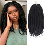 Samtress 14 Inch Marley Twist Braiding Hair 8 Packs Black Afro Kinky Twist Braiding Hair for Faux Locks Crochet Hair Synthetic for Women Jumbo Marley Twist Hair Extension (#1B)