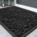 Yimobra Door Mat, Heavy Duty Front Welcome Mats For Home Entrance Outdoor Indoor, Doormat for Outside Back Patio Floor Entry Porch Garage Office, 92 x 61 cm, Black