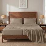 450TC 100% Cotton Split King Sheet Set - Long-Staple Sateen Weave, Taupe