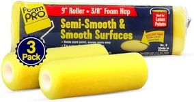 Foampro 91 9" Semi-Smooth Surface Roller Cover, Yellow, Pack of 3