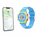 BAWY Kids Safety Tracker Watch Compatible with Apple Find My| Digital Kids Watch with Tracker, Tracking Tag Bluetooth GPS 30M Outdoor Range|Anti-Lost Safety |Alarm, Lightweight Waterproof Watch(Blue)