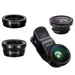 Ailun iPhone Lens,3 in 1 Clip On 180 Degree Fish Eye Lens+0.65X Wide Angle+10X Macro Lens,Universal HD Camera Lens Kit for iPhone 7/6s/6s Plus/6/SE/5/5s,Samsung,Blackberry,Mobile Phone [Black]