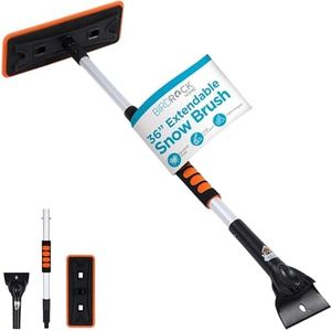 BIRDROCK HOME 36" Extendable Snow Pusher Brush & Detachable Ice Scraper for Cars | Aluminum Grip for Car, Truck, SUV | Safe on Auto Windshield & Windows | Wide Frost Remover for Semi & Small Vehicles
