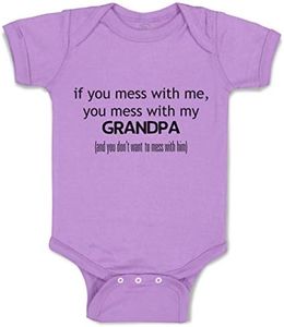 Cute Rascals Custom Baby Bodysuit You Mess with Me Grandpa Grandfather Boy & Girl Clothes, Lavender Design Only, 6 Months