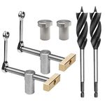 Woodworking Desktop Clip 2 Sets Adjustable Clamp with 2PCS 19mm Bench Dog Holes Stop, Brass Stainless Steel Innovative Desktop Clips Carpenter Tools (2 Vises + 2 Bench Dogs+2 Drill Bits, 19mm(3/4'')