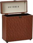 Victrola Vintage Vinyl Record Storage Carrying Case for 30+ Records, Brown