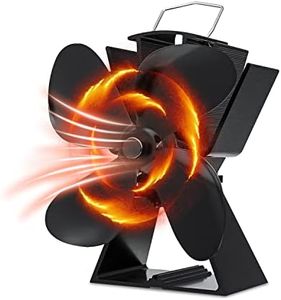 Maxesla 4 Blades Stove Fan - Heat Powered Wood/Log Burner Fans/Fireplace Fan, Silent Operation Economical Eco Friendly Heat Circulation for Wood/Fireplace