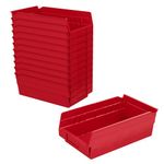 Akro-Mils 30130 Plastic Organizer and Storage Bins for Refrigerator, Kitchen, Cabinet, or Pantry Organization, 12-Inch x 6-Inch x 4-Inch, Red, 12-Pack