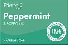 Friendly Soap - Exfoliating Peppermint & Poppyseeds (95g), Plant-Based, Cruelty-Free, Made By Hand, No Preservatives or Sulphates, Sustainable