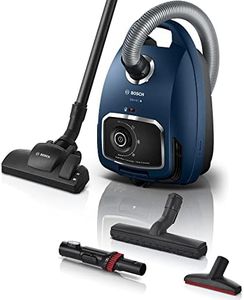 Bosch Staubsauger mit Beutel Serie 6 BGL6XSIL3, Bodenstaubsauger, ideal für Allergiker, Hygiene-Filter, für Parkett, Teppich, Fliesen, XXL-Polsterdüse, extra leise (69 dB), langes Kabel, 600 W, blau