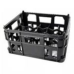 Fuzzy Brands Black Heavy Duty Reusable 20 Bottle Crates Storage Organizer - 23cm Height Bottle Carrier Holder for Milk, Wine, Beer and Others