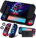 Xinocy for Nintendo Switch Case Cute Cartoon Character Design Cases Kawaii Fun Funny Fashion Soft Slim Protective Shell Cover + 2 Thumb Caps for Kids Boys Teens Girls for Switch 2017 Space