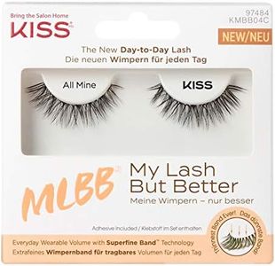 KISS My Lash But Better, False Eyelashes, 'All Mine', 10 mm, Includes 1 Pair Of Lashes, Contact Lens Friendly, Easy to Apply, Reusable Strip Lashes, Glue-On