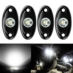 Ampper 4 Pods LED Rock Lights Kit,Waterproof Underglow LED Neon Trail Rig Lights for Car Truck ATV UTV Baja Raptor Offroad Boat Trail Rig Lamp Underbody Glow (White)