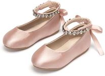 Otter MOMO Toddler/Little Girls Flower Girl Shoes Ballerina Flats Shoes Slip-on School Party Dress Shoes, Df25-pink, 6 Toddler