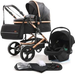 Pixini Poussette 3 en 1 KALANI, Trio, Enfant, Siège Auto, Accessoires (Or/Noir)