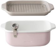 Fuji Horo Square Shaped Tempura Pot, Pink, IH Compatible, Thermometer, Frying Net, Bat Included, Gift