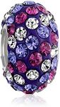 Purple Pink Multi Color Striped Crystal Spacer Bead Core Sterling Silver Fits European Charm Bracelet For Women For Teen