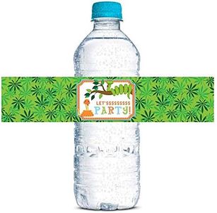 Snake Themed Birthday Party Waterproof Water Bottle Sticker Wrappers, 20 1.75" x 8.5" Wrap Around Labels by AmandaCreation