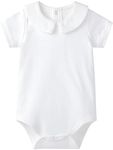 pureborn Baby Boys Bodysuits Cotton Summer Short Sleeve Peter Pan Collar White 3-6 Months