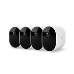 Arlo Essential Security Camera Outdoor, 1080p HD, Wireless CCTV, 4 Cam Kit, No Hub Needed, Colour Night Vision, 2-Way Audio, 6-Month Battery, Free Trial of Arlo Secure Plan, White