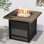 Grand Patio 29-Inch Outdoor Fire Pit Table, 50,000 BTU CSA Approved Square Propane Fire Pit Table with Woodgrain Finish Tabletop, Lava Rocks, Outdoor Fire Table for Patio, Garden, Backyard