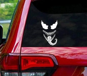 S-K Designs- Venom's Spiders-Man Vinyl Car Stickers and Decals, Cute Car Decal, Funny Stickers for Cars, Truck, Van, Laptop, and Window- White- 5.5 inches - Made in US