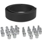 100 Ft 1/4 inch Hydraulic Hose with 10PCS 1/4" Hose x 1/4" JIC 37° Female & 10PCS 1/4" Hose x 1/4" NPTF Male Hydraulic Hose Fittings, Hydraulic Oil Flexible Hose -20℃ to 140℃ Coiled Hydraulic Hose