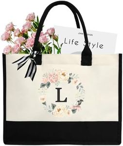 Bolsa de lona con 26 letras A-Z, bolsa de regalo personalizada, adecuada para bodas, cumpleaños, playa, vacaciones, es un gran regalo para mujeres, mamás, maestras, amigas, damas de honor (letra L)