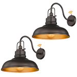 zeyu 2 Pack Outdoor Barn Light Fixtures, Farmhouse Gooseneck Wall Lights for Front Porch, 18" Dusk to Dawn Sensor Wall Sconces in Oil Rubbed Bronze Finish, 016-1BL-PC-2 ORB