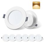 ALUSSO LIGHTING Led Recessed Ceiling Lights, 4W Spotlights, IP44 Waterproof, 25.5mm Ultra Slim Led Downlights for Ceiling, Warm White 3000K or Bathroom Living Room Kitchen, Cutout Ø75-90mm, 6 Pack