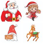 Bhai Please Santa Claus, Santa Girl, Merry Christmas, and Reindeer Wooden Fridge Magnet (Pack of 4 pcs, one pc Each Design) Christmas Decorations and Gifts - Secret Santa Gift