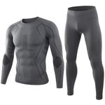 AORAEM Men's Winter Thermal Underwear Clothing Set Warm Long Johns Pants Sport Suits (Grey, L)