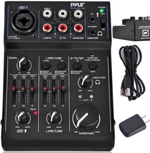 Pyle 3 Channel Bluetooth Audio Mixer - DJ Sound Controller Interface with USB Soundcard for PC Recording, XLR, 3.5mm Microphone Jack, 18V Power, RCA I/O for Professional and Beginners - PAD30MXUBT