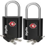 TSA Luggage Locks with Keys, [2 Pack] Diyife Security Suitcase Padlocks with Keys Heavy Duty Zinc Alloy TSA Lock Small Suitcase Locks with 4 Keys for Luggage Travel Suitcase Bag Case (Black)