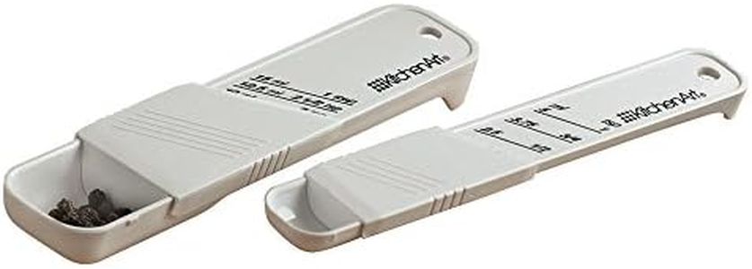 KitchenArt Adjust-A-Teaspoon And Adjust-A-Tablespoon Set, Plastic, 2-Piece, White,9 x 3.5 x 0.75 inches