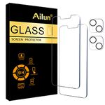 Ailun 2 Pack Screen Protector for iPhone 13 mini [5.4 inch] Display 2021 with 2 Pack Tempered Glass Camera Lens Protector,[9H Hardness]-HD