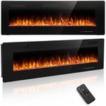 R.W.FLAME 50"/ 127cm Media Wall Electric Fireplace, Recessed & Wall Mounted with 12 Colors Flame Effect, 1000/2000W Heater, Remote Control for Living Room