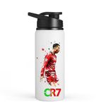 Ron Brando Ronaldo Printed Aluminum Sublimation Water Bottle-750ml Sports/School/Gym/Home/Office/Travel For Boys/Girls, And Gift Brother, Sister, Friends, Adults,Sipper Cap (Ronaldo-Design-8C)