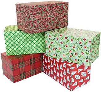 Global Printed Products Holiday Shipping Boxes (Pack of 5 - Traditional Patterns - 15"x11"x2.625")