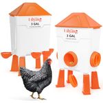 Lilyang Chicken Feeder and Waterer Set 3 Gallon, Automatic No-Waste Feeder, Large Poultry Waterer with 2.75'' Cups, Standing or Hanging Use, Feed Chickens & Ducks