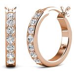 Hoop Loop Earrings for Women18K Rose Gold with Sparkling Element Crystal with Jewellery Box for Women Wife Mother Daughter (EU-HOOP-ROSE)