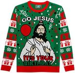 Tstars Funny Ugly Christmas Sweater for Men Women Jesus Birthday Holiday Xmas Sweaters, Multicolor, Medium