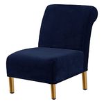 NIDITW Set of 1 Royal Blue Armless Accent Chair Cover Slipper Chair Slipcover Without Arms Stretch Velvet Chair Furniture Protector for Living Room Hotel (Royal Blue, 1PC)