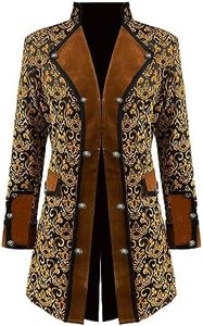 TZMAPU Men's Steampunk Vintage Long Tailcoat Jacket Gothic Victorian Coat Costume, Yellow, XX-Large