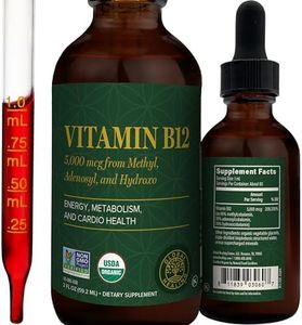 Global Healing Organic Vitamin B12 5000 mcg Sublingual Liquid - Methylcobalamin, Adenosylcobalamin, Hydroxo Blend - Methylated Drops for Adults - Vegan, Non-GMO, VIT B12, Vitamins Supplement (2 Oz)
